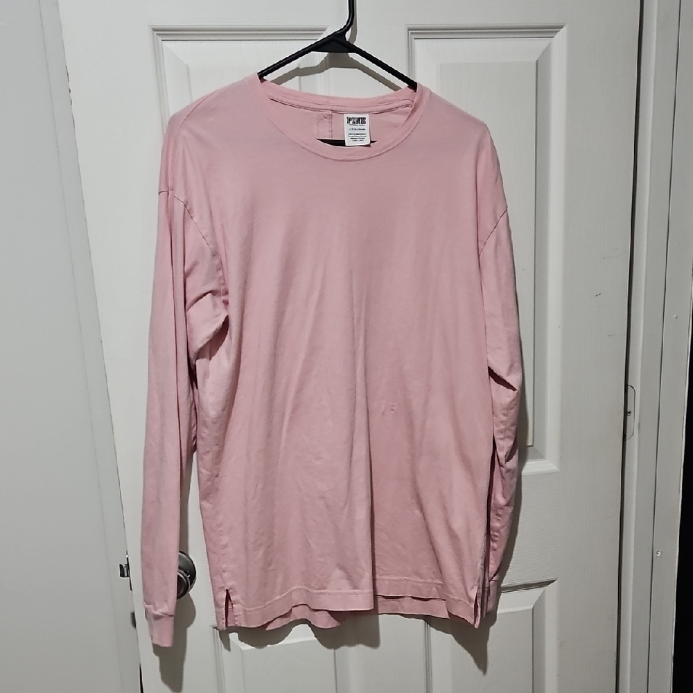 Bundke Sale|Pink Soft Pink Long Sleeve Women's  Tee With Cut Out Back Size Small